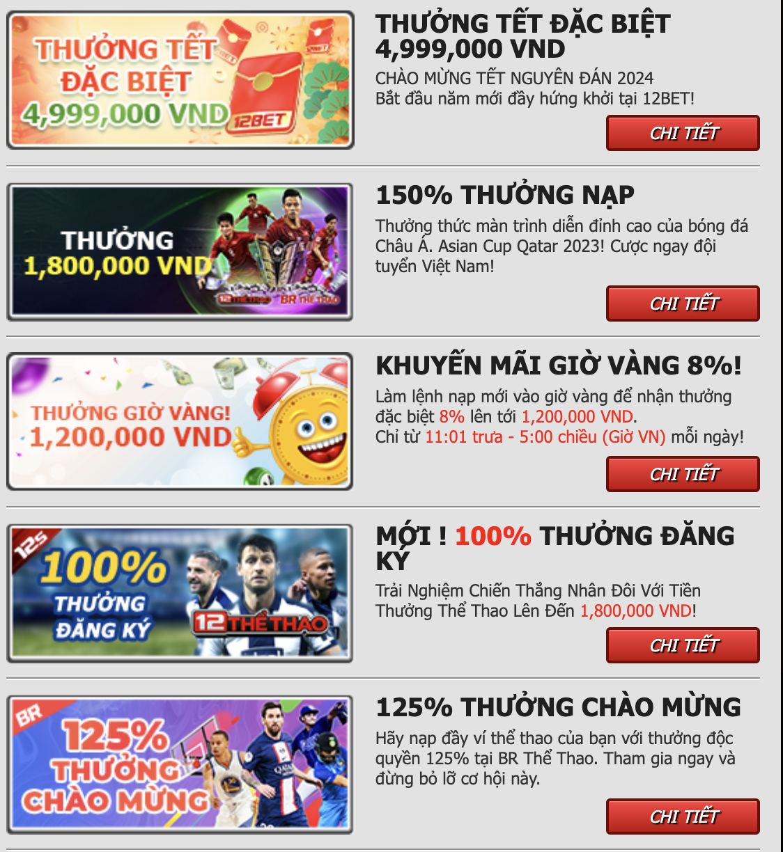 Phần thưởng phổ biến cho mọi người chơi 12 Bet