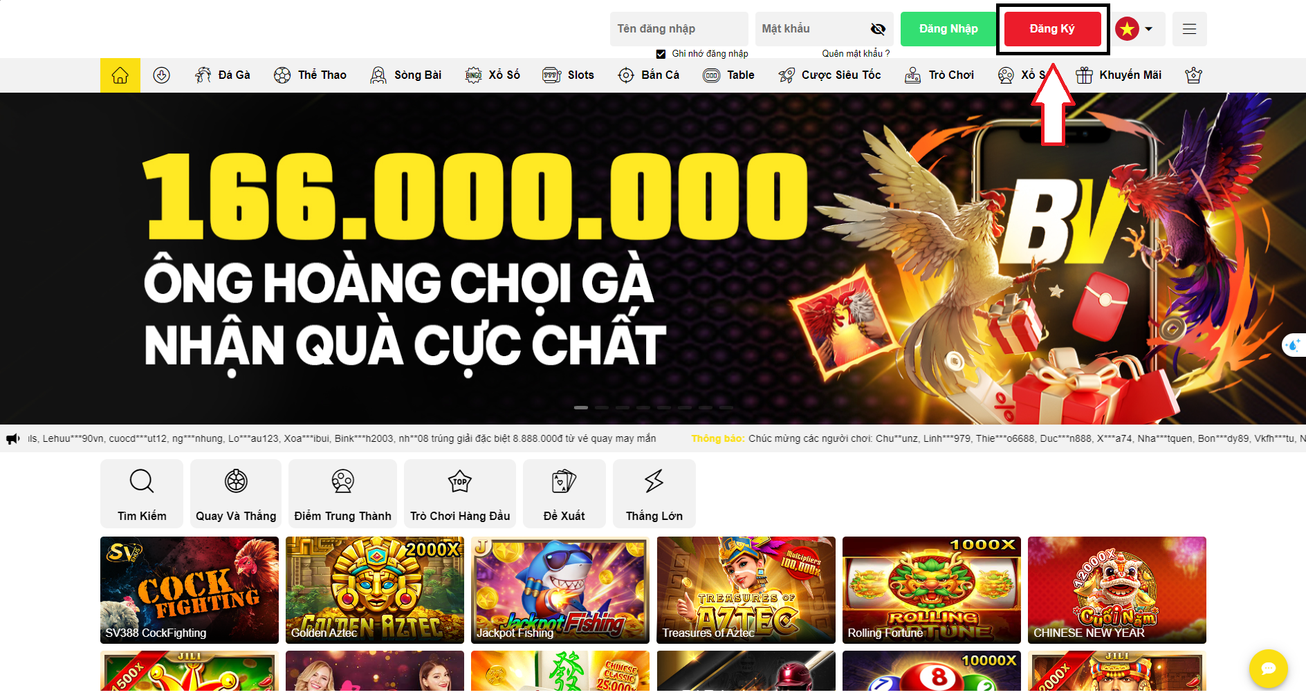 Nút đăng ký tài khoản BetVisa Casino