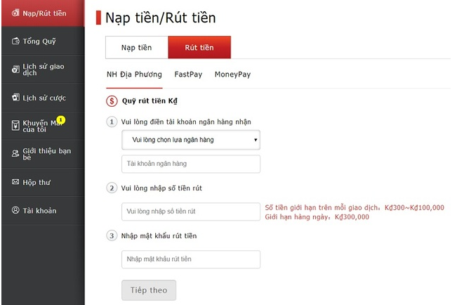 Rút tiền dễ dàng về ví với V Win