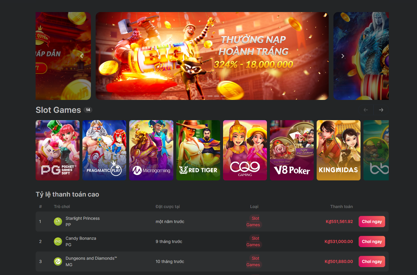 Nhiều lựa chọn máy đánh bạc trong sòng bạc Vwin của bạn