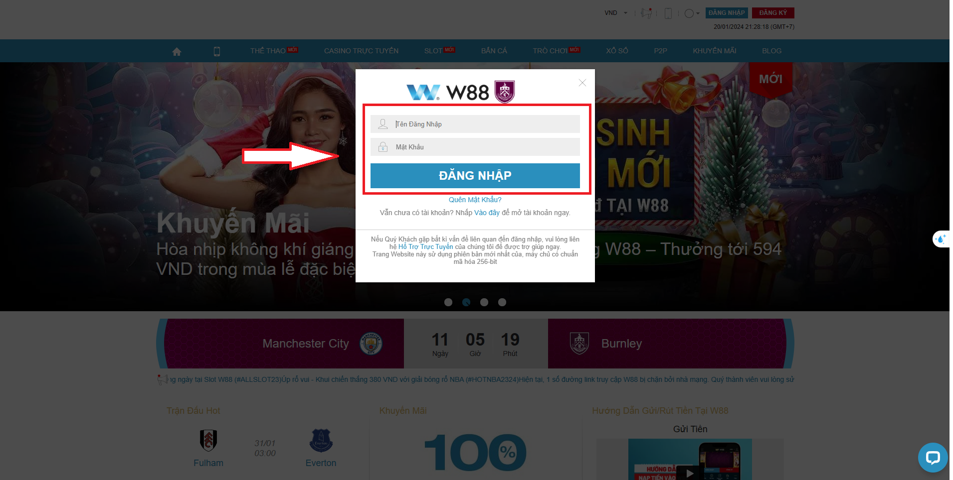 Quá trình đăng nhập sòng bạc